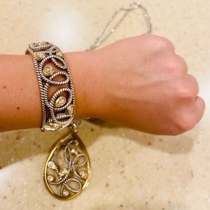 Gold & Silver Stone Statement Necklace & Bracelet